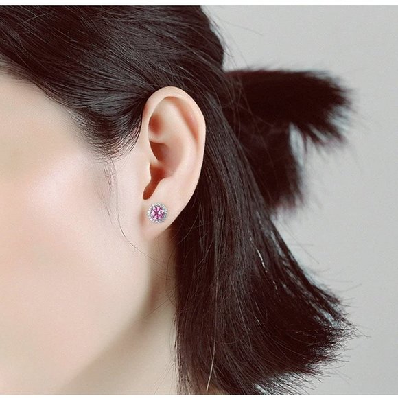 New Pink Tourmaline/October  Birthstone Stud Earrings Set, Copper Plated… - Picture 7 of 7